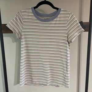 Madewell Cream Fitted Ribbed Short Sleeve Tee